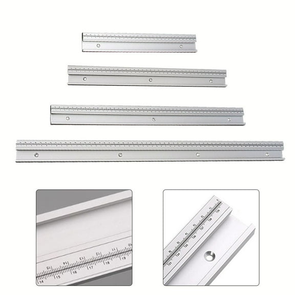 T-Track With Scale For Woodworking Double Cut Profile Universal With Predrilled Mounting Holes Aluminum T-Slot - Router Track 60Cm Fangkenuo