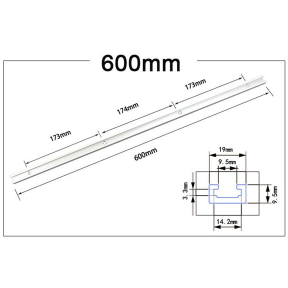 T Track Woodworking T-Slot Slide Track 300-600mm Aluminium Alloy Miter T-Track Woodworking Bench T Slot External Size 19x9.5mm