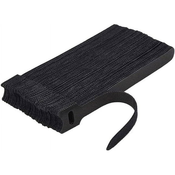 T-Type 50/100Pcs 1.2X15CM Reusable Cable Nylon Strap Black Cable Cord Hook and Winde Cables Loop for PC Q3T3 Tidy Organiser Ties