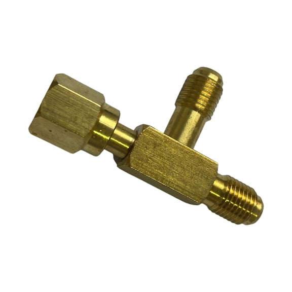 T Type Adapter Connector 1/4inch External Thread Accessories Brass Refrigeration Service Adapter for R134A R22