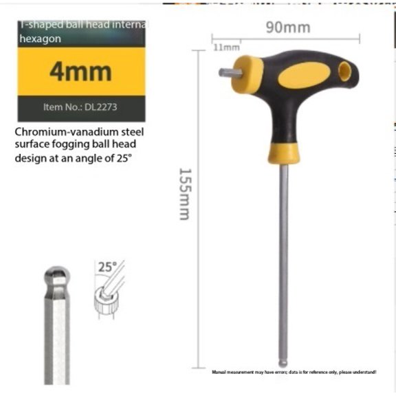 T-Type Flat Ball Hex Wrench Extended Handle for Tight Spaces