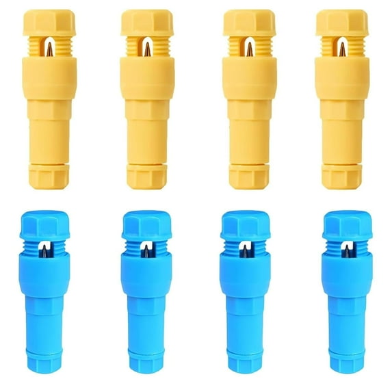 T-Type Piercing Terminal, 8/24/48PCS Quick Splice Wire Terminals, Wire Connector Nut Kit, Solderless 2 Pin Power Plug Wire Connectors for RV/BVR Stranded Hard Soft Wires (Blue + Yellow,8PCS)