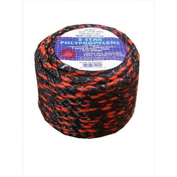 T.W. Evans Cordage 31-102 .375 in. x 50 ft. California Truck Rope Polypro Rope in Black and Orange