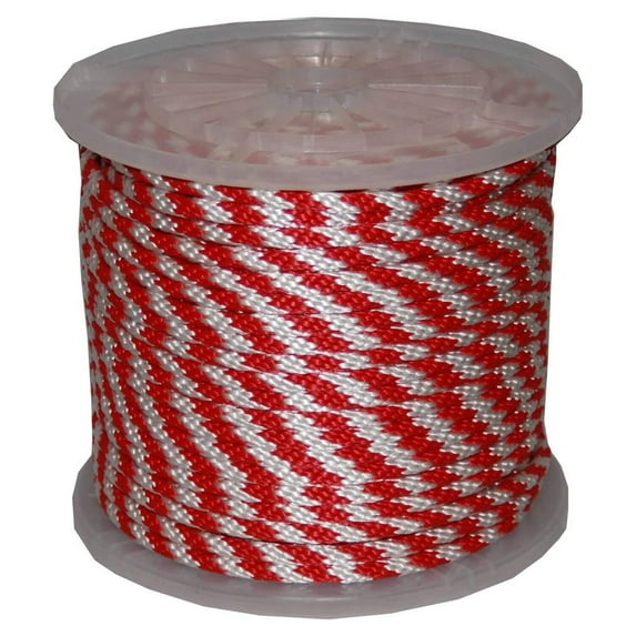 T.W. Evans Cordage 98011 .625 in. x 200 ft. Solid Braid Propylene Multifilament Derby Rope in Red and White