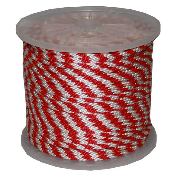 T.W. Evans Cordage 98327 .375 in. x 300 ft. Solid Braid Propylene Multifilament Derby Rope in Red and White