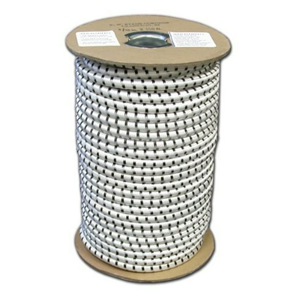T.W. Evans Cordage SC-104-300 .25 in. x 300 ft. Elastic Bungee Shock Cord in White and Black