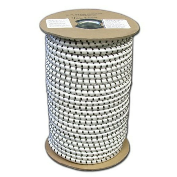 T.W. Evans Cordage SC-104-300 .25 in. x 300 ft. Elastic Bungee Shock Cord in White and Black