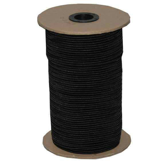 T.W. Evans Cordage SC-104300B .25 in. x 300 ft. Black Elastic Bungee Shock Cord in Black