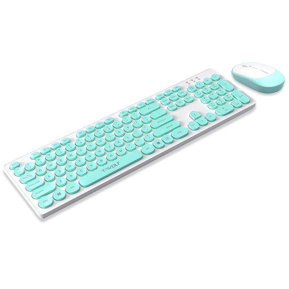 T-WOLF 2.4G Full Size Wireless Keyboard and Mouse Combo for Computer/Laptop/Windows/Mac