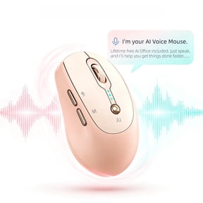 Voice Typing Mouse with AI Office Assistant, AI Writing, Voice Typing & Translation, Smart Productivity Wireless Mouse, 2.4G + Bluetooth Rechargeable Mouse for Work, Home Office, Study, Pink
