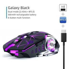 Wireless Gaming Mouse, Rechargeable BT 5.0 + 2.4G Mouse with RGB Lighting, Silent Full-Size Ergonomic Design, for PC, Mac, Laptop, Desk Office