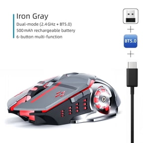 Rechargeable Wireless Gaming Mouse, BT5.0+2.4G Dual Mode, RGB, Silent Ergonomic Full-Size, for PC/Mac/Laptop & Office/Gaming