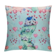 T&H XHome Throw Pillow Covers Valentine's Day Gnome Heart Balloons Cyan Soft Decorative Throw Pillowcase Indoor/Outdoor Square Pillow Cover Cushion Case for Couch Sofa Bedroom Car