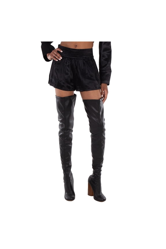 Wide-Waistband Mini Shorts, Size Large