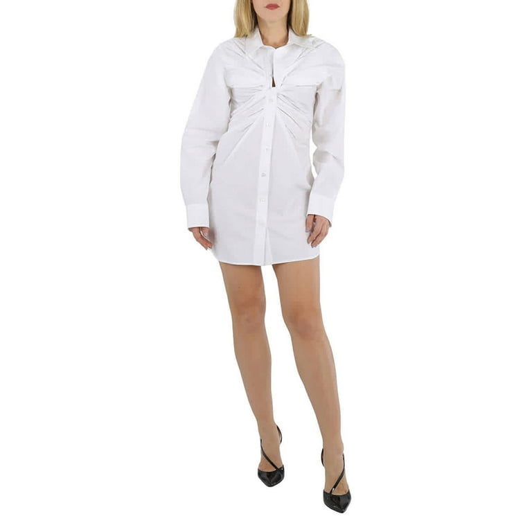T by Alexanderwang Ladies White Twist Front Shirt Dress Size 6