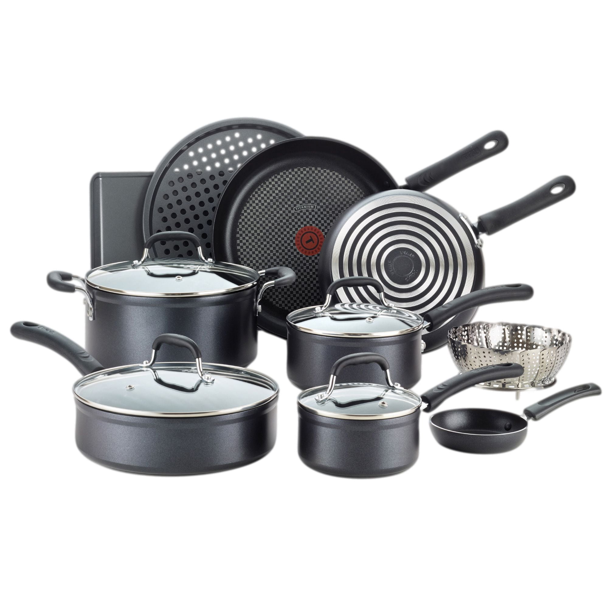T-fal Ultimate Hard Anodized Nonstick Cookware Set 14 Piece Oven Safe 400F,  Lid Safe 350F Pots and Pans, Dishwasher Safe Black - Yahoo Shopping