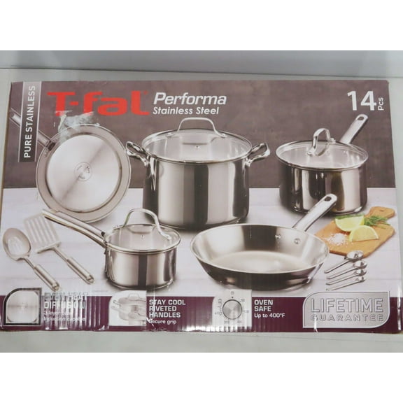 T-Fal 14pc Stainless Steel Cookware Set