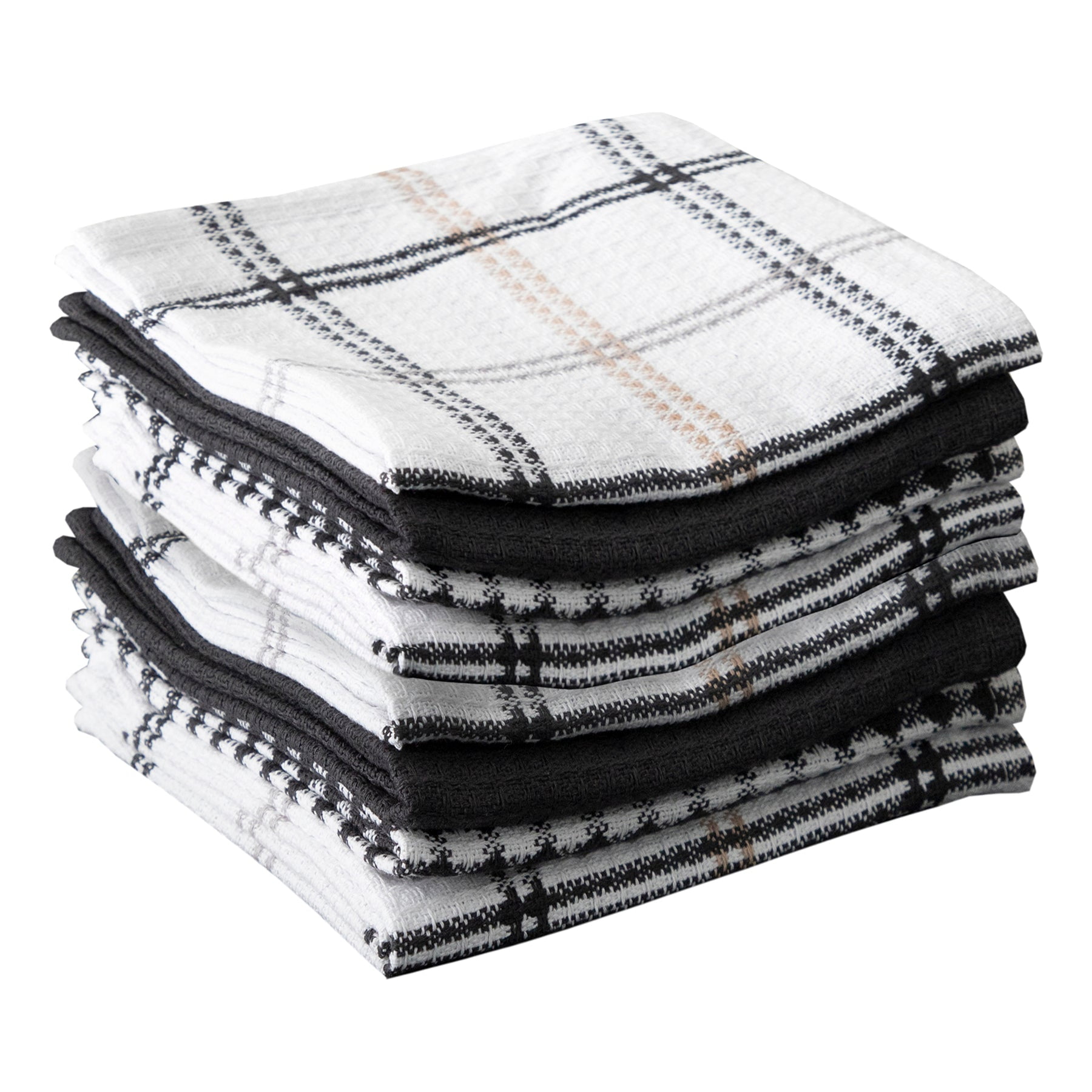 Neutral Waffle Weave Cotton Dish Cloth Set, 8-Pack