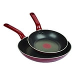 T-fal B039S264 Excite ProGlide Nonstick Thermo-Spot Heat Indicator Dishwasher Oven Safe 8 Inch and 10.5 Inch Fry Pan Cookware Set, 2-Piece, Rio Red