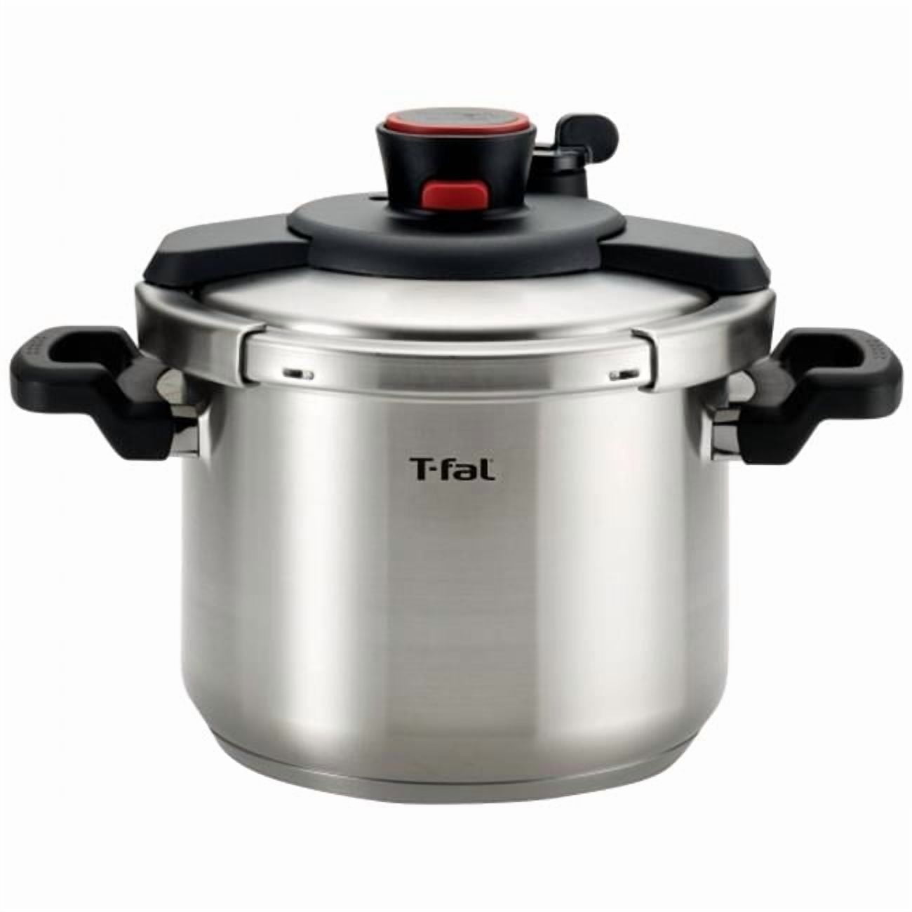 T-fal Clipso Stainless Steel 6.3 Qt Pressure Cooker, Silver