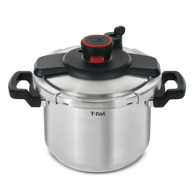 T-fal Clipso Stainless Steel Pressure Cooker 6.3 Quart Induction Cookware,  Pots and Pans, Dishwasher Safe Silver