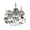 thumbnail image 1 of T-fal Cook & Strain, 20 Piece Stainless Steel Cookware Set, Silver, 1 of 8