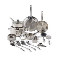 T-fal Cook & Strain, 20 Piece Stainless Steel Cookware Set, Silver