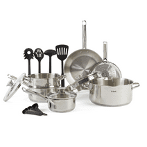 T-fal Cook & Strain Stainless Steel Cookware Set, 14 Piece Set, Dishwasher Safe