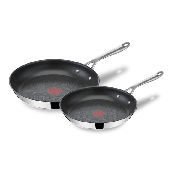 T-fal Cooks Direct Stainless Steel by Jamie Oliver, 9.5 Inch and 11 inch Frypan Set