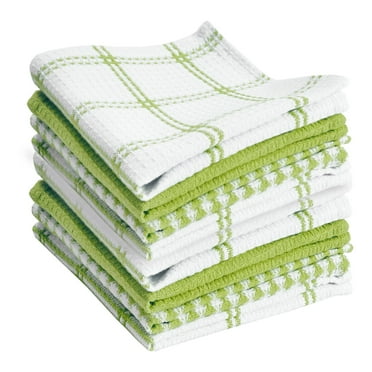 T-fal Coordinating Flat Waffle Weave Dish Cloth, Eight Pack, Green