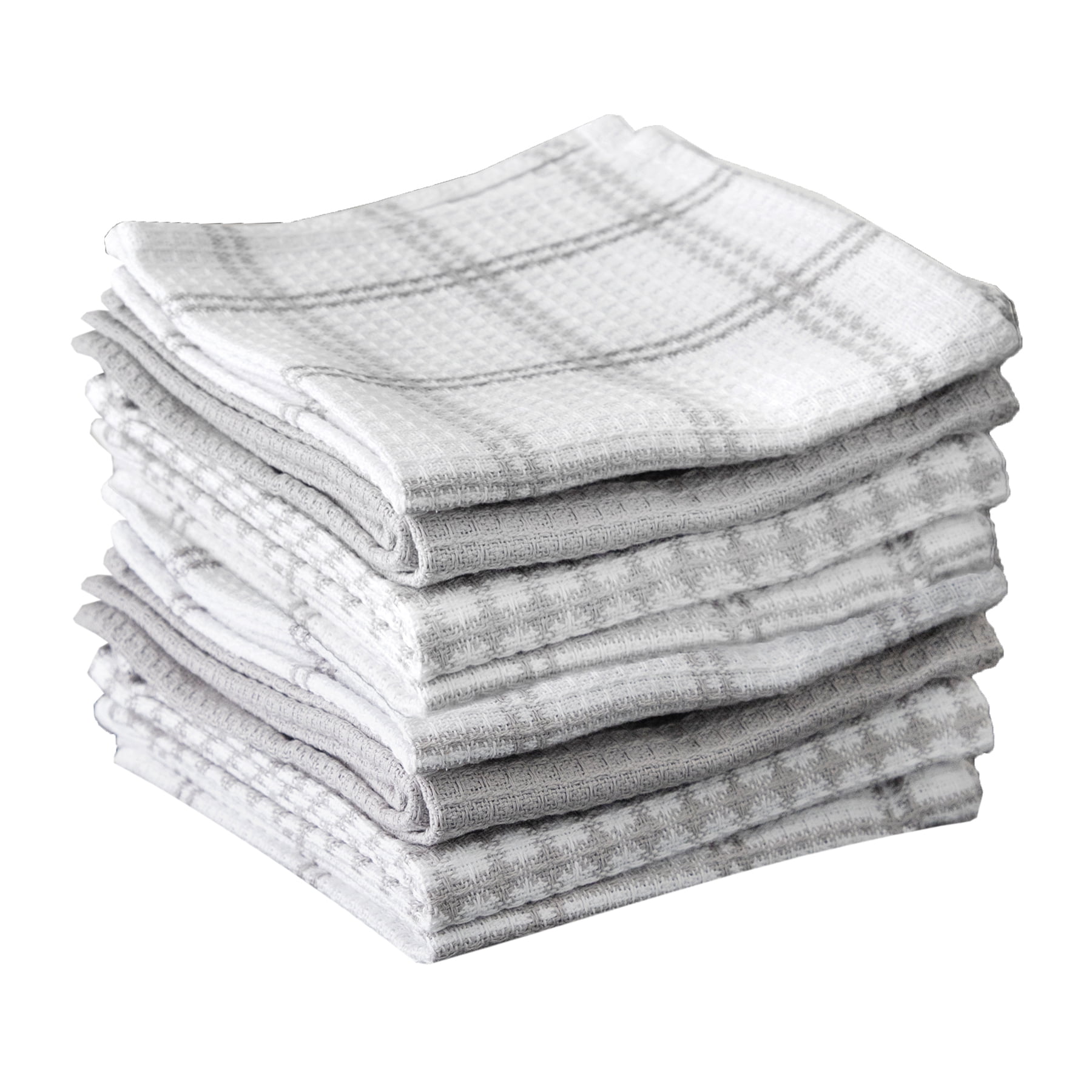 T-fal Coordinating Flat Waffle Weave Dish Cloth Set, 94854 - Gray - 100% Pure Cotton - 8 Pack - 12 in. x 13 in.