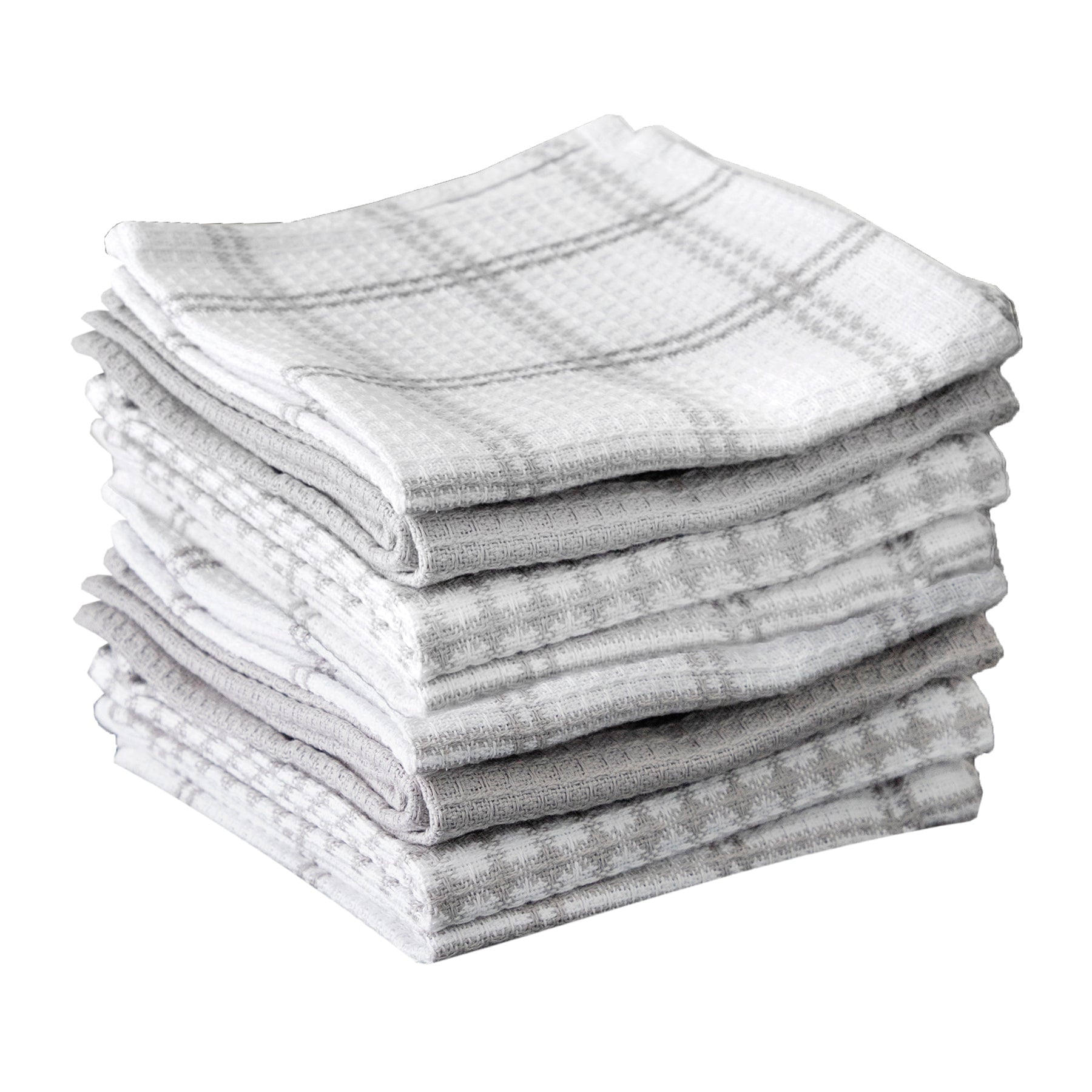 Gray Cotton Waffle Weave Dish Cloth Set, 8-Pack