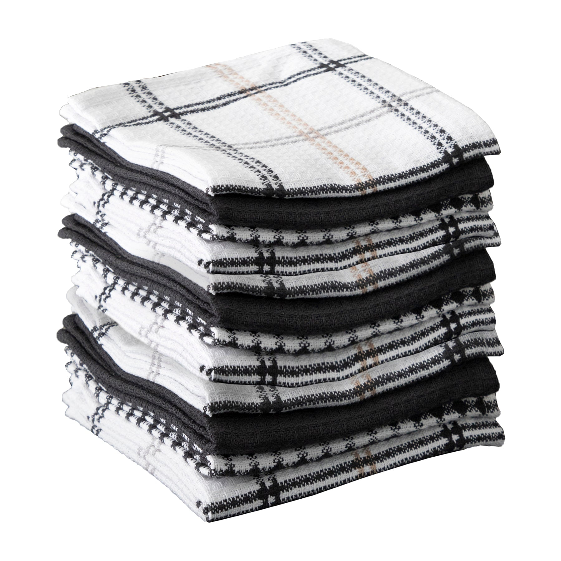 Neutral Black and White Cotton Waffle Dishcloth Set