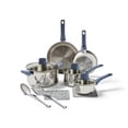 thumbnail interactive-video image 1 of T-fal Daily Cook Stainless Steel, 12 Piece Pots and Pans Cookware Set, Ocean Blue Handles, 1 of 10