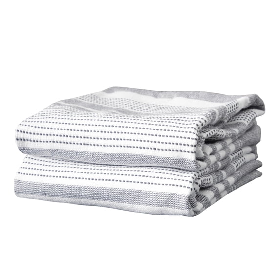 T-fal Dual-Sided Skipping Striped Kitchen Towels, 2-Pack, Graphite