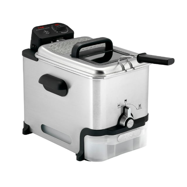 T-fal EZ Clean Deep Fryer with Basket, Oil Filtration System, Stainless Steel, 2.6 lb food capacity