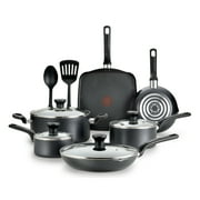 T-fal Easy Care 12-Piece Non-Stick Cookware Set, Pots and Pans, Grey
