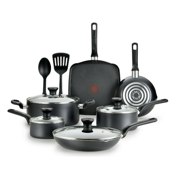 T-fal Easy Care Nonstick Cookware, 12 piece Set, Grey, B087SC64