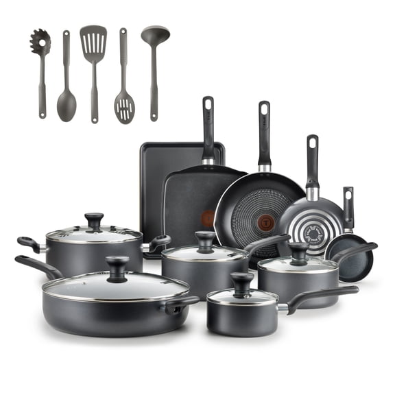 T-fal Easy Care Nonstick Cookware, 20 piece Set, Grey, B087SKDW