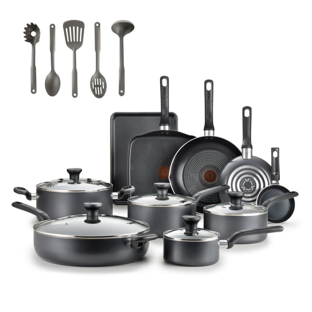 T-fal Easy Care Nonstick Cookware, 20 piece Set, Grey, B087SKDW