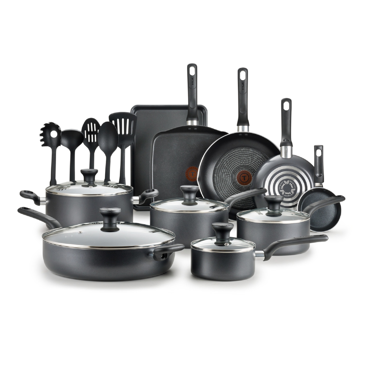 T-fal Easy Care, 20 Piece Non-Stick Pots and Pans Cookware Set, Grey - image 1 of 11