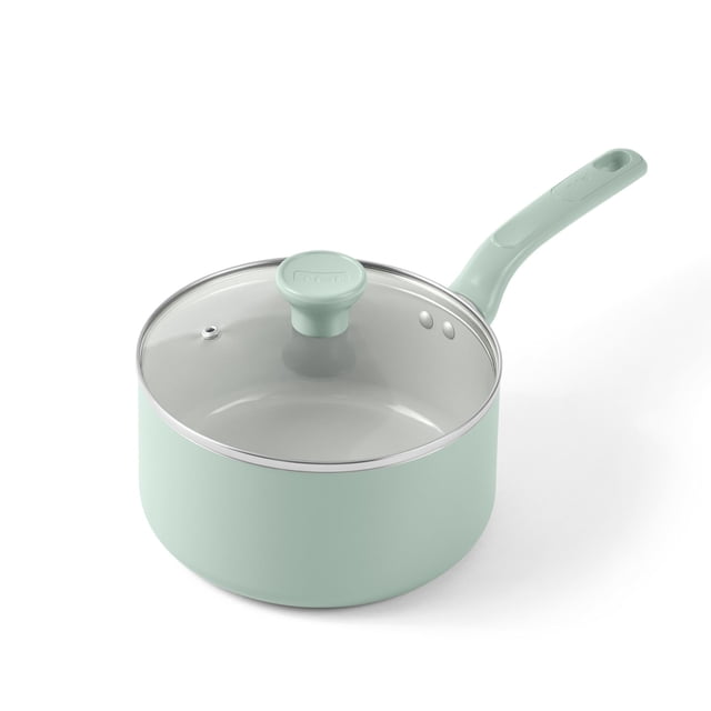 T-fal Easy Care 3 Quart Ceramic Nonstick Saucepan with Lid, Mint Green ...