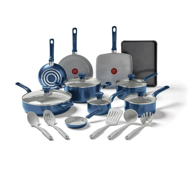 T-fal Easy Care Ceramic, 20 Piece Pots and Pans Cookware Set