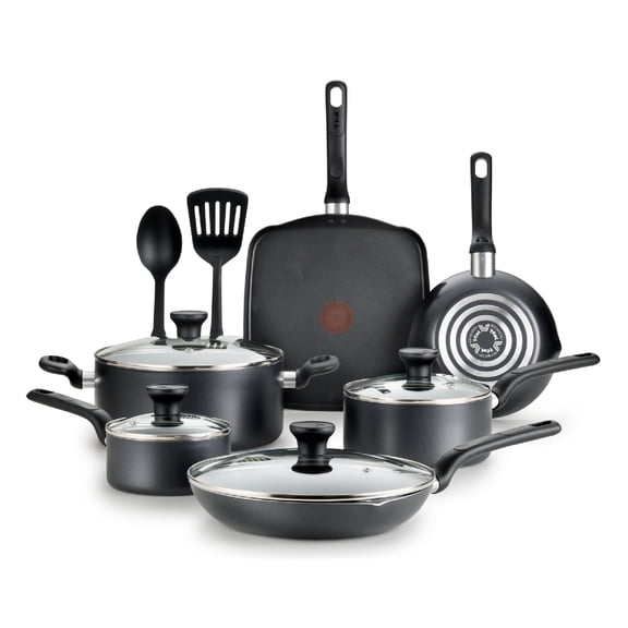 Open Box T-fal Easy Care Nonstick Cookware, 12 piece Set, Grey, B087SC64