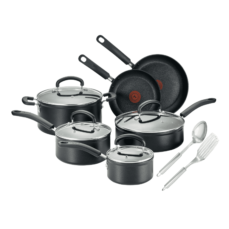 T-fal Experience Nonstick Cookware Set 12 Piece Induction Oven Safe 350F  Pots and Pans, Dishwasher Safe Black