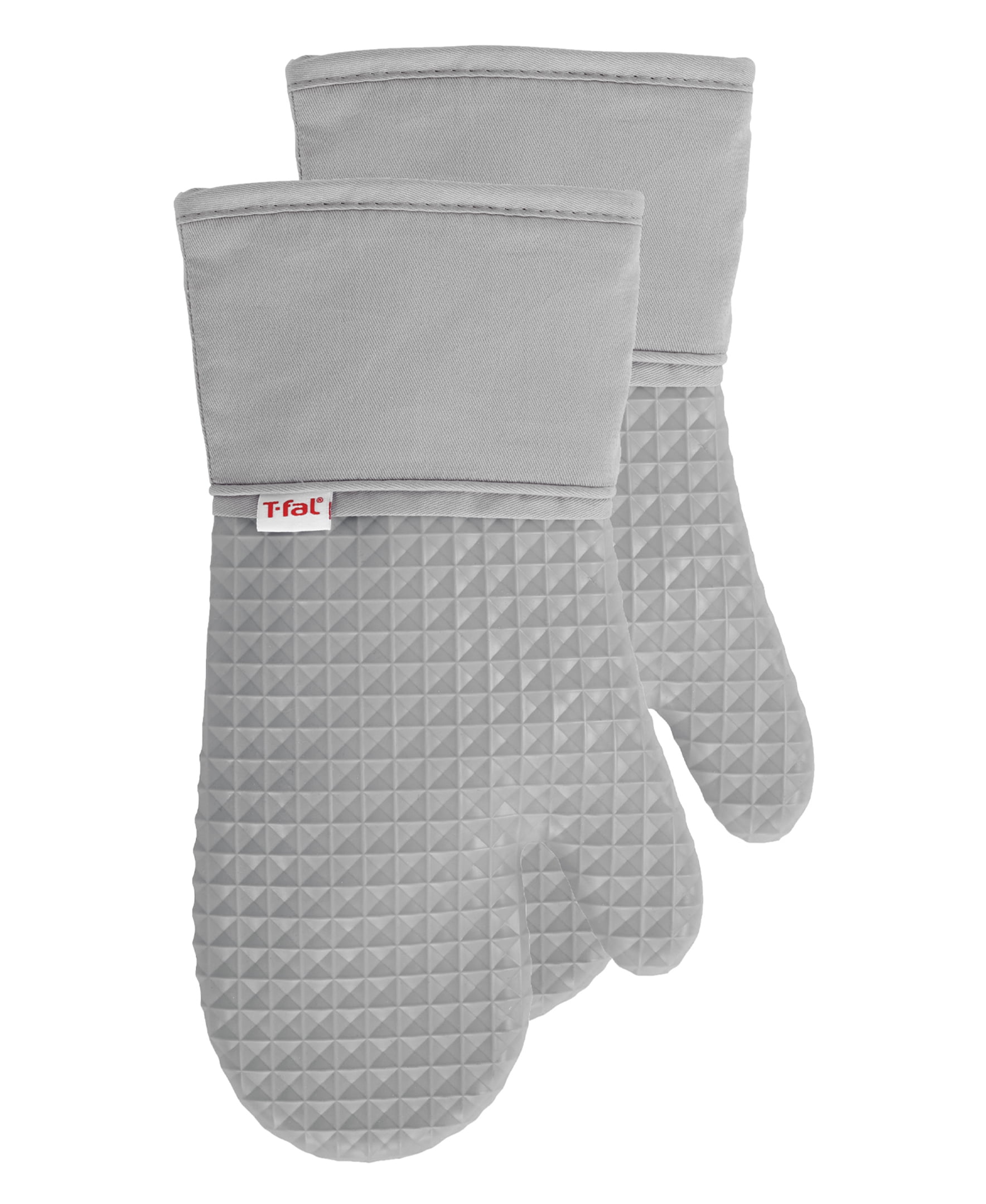 T-fal Flexible Waffle Silicone Oven Mitts, Set of Two, Gray