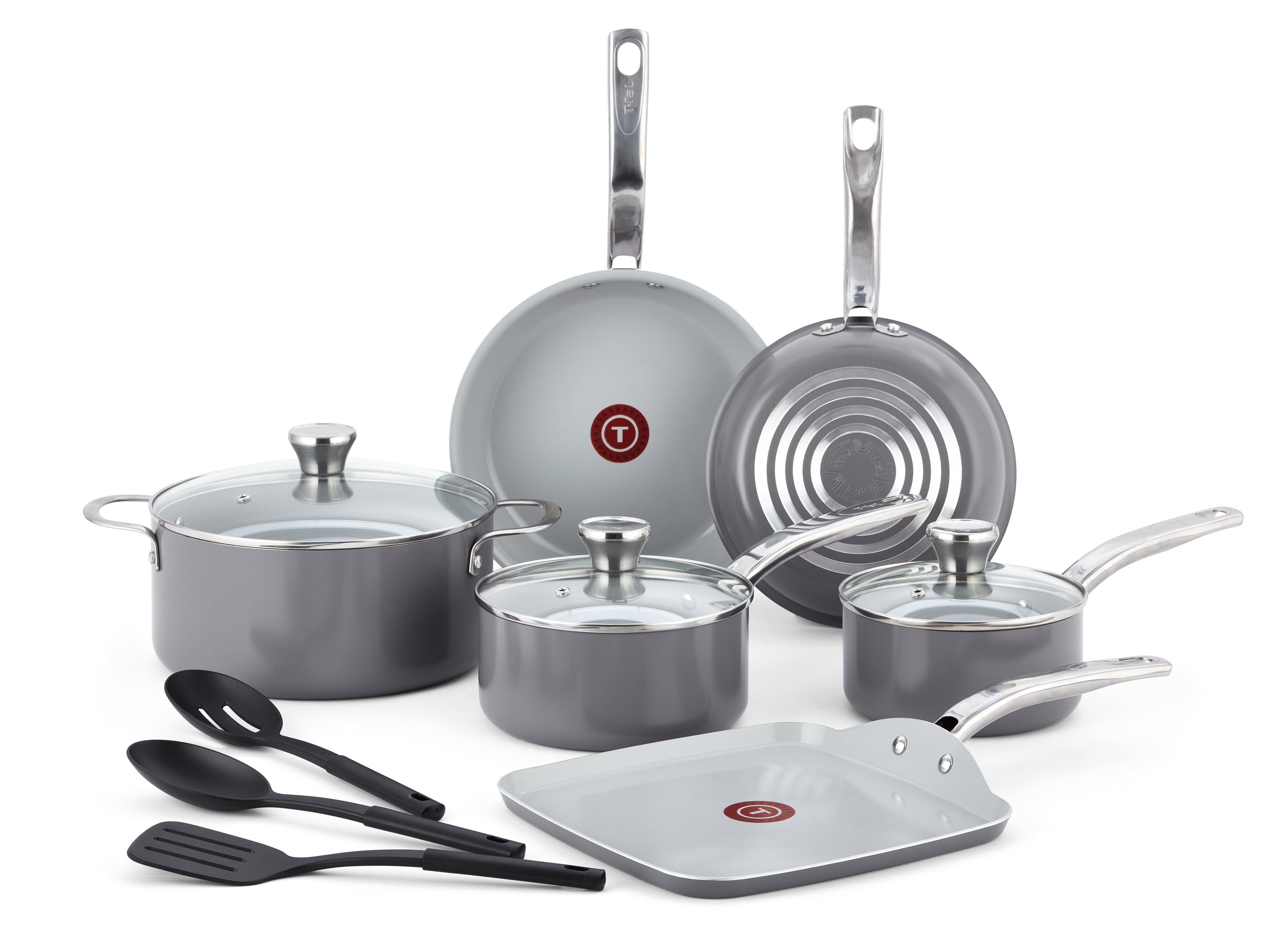 12-Piece Grey Recycled Aluminum Ceramic Non-Stick Cookware Set