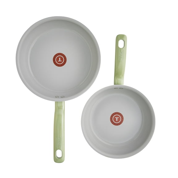 T-fal Fresh Recycled Aluminum Ceramic, Fry Pan Set, 2 Piece, 8.5 and 10.25 Inch, Green