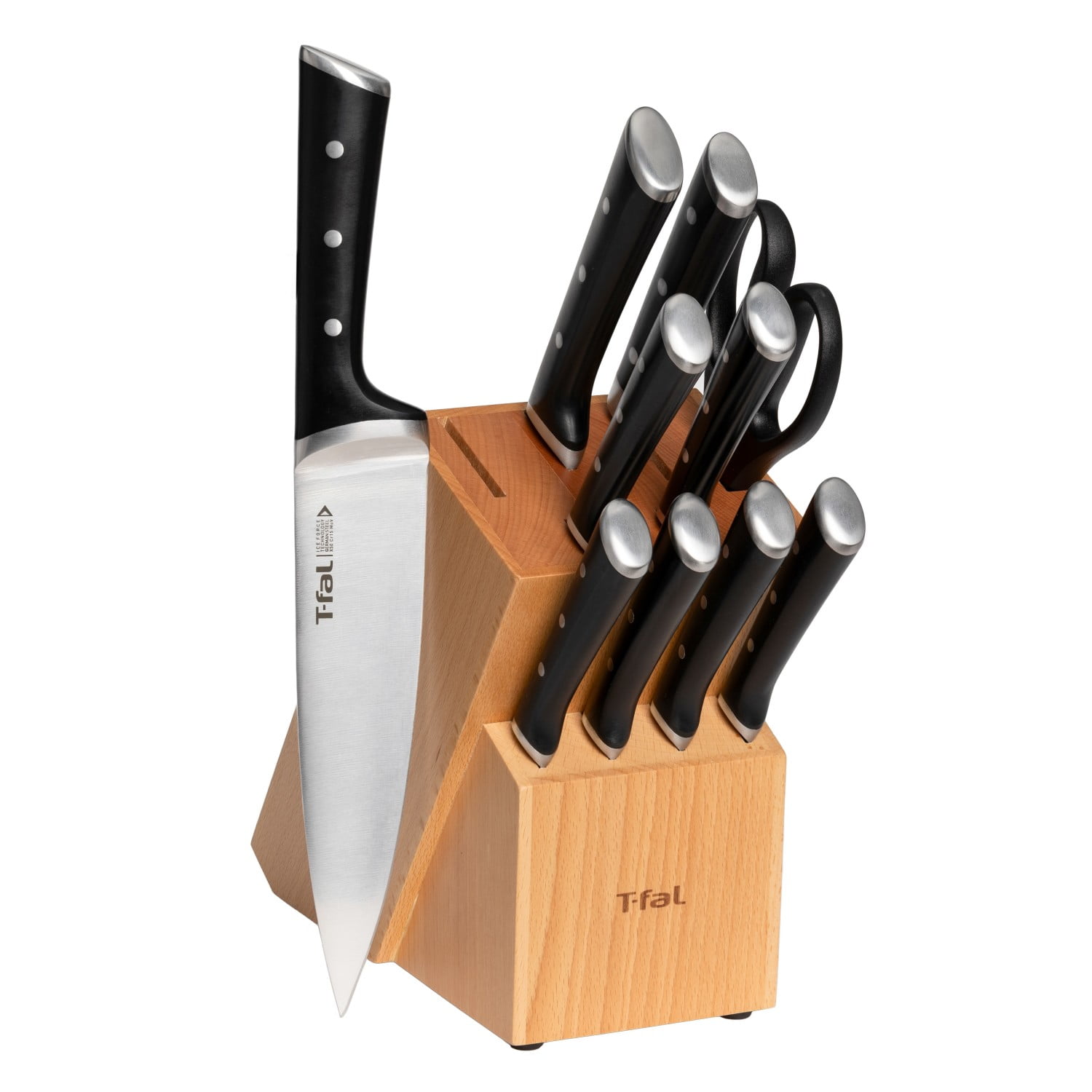 Ice Force 11-Piece Stainless Steel Knife Block Set with Black Handles
