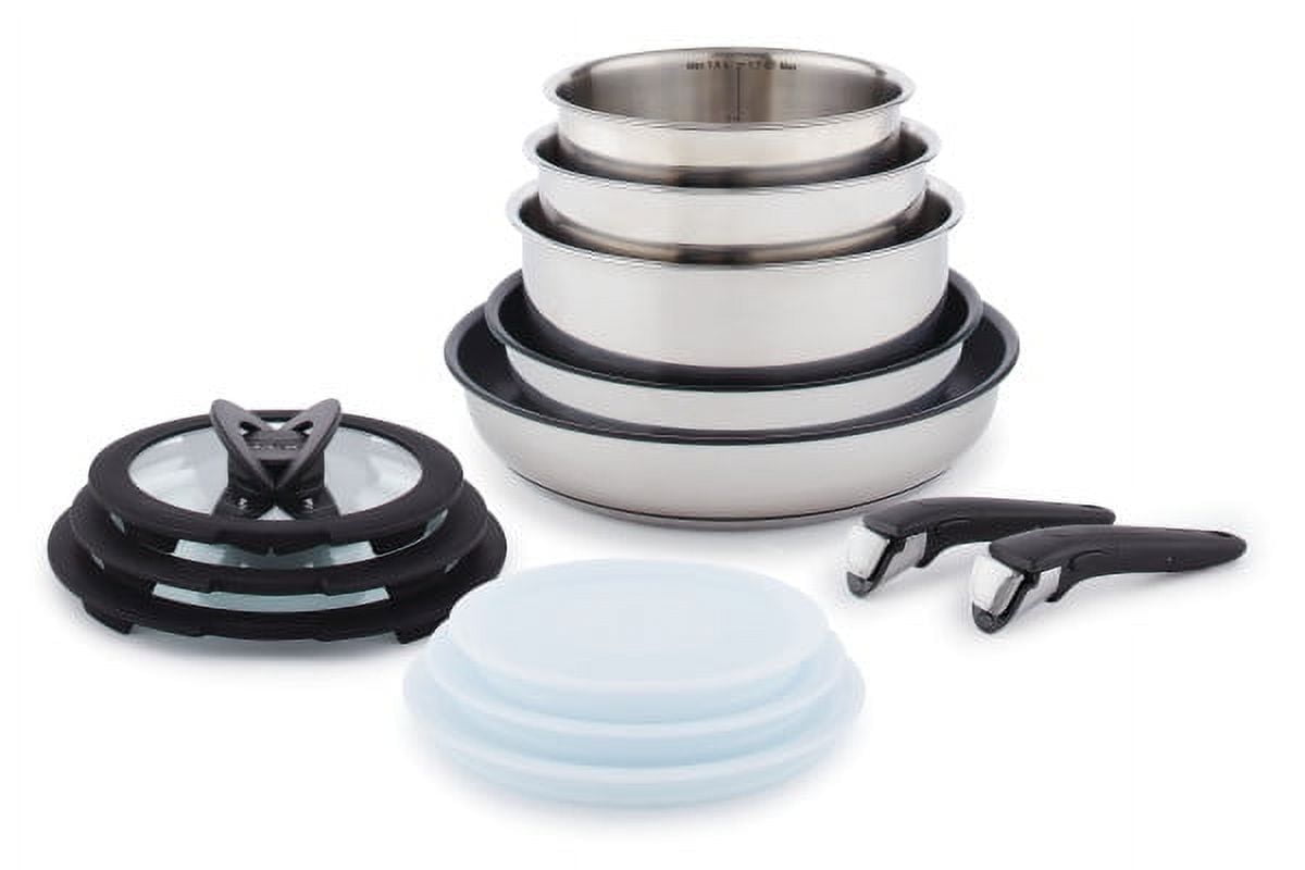 Ingenio 13-Piece Stainless Steel Nonstick Cookware Set with Detachable Handles